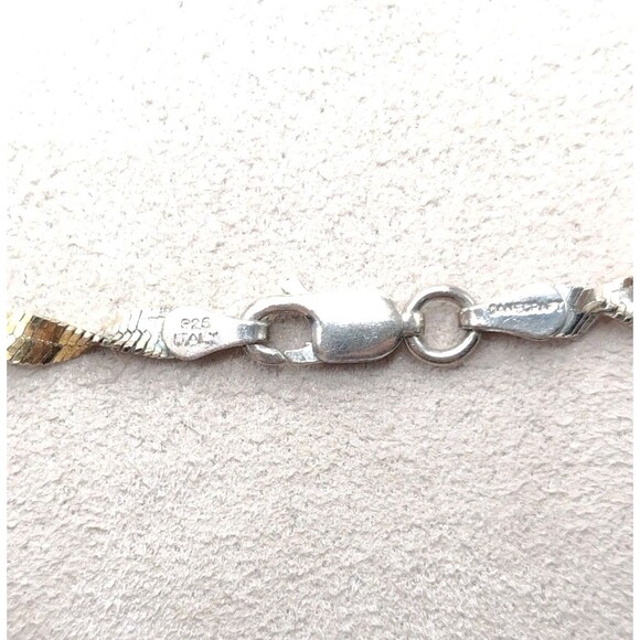 Twisted Rope 925 Sterling Silver & Gold Vermeil 18” Chain Necklace Italy 3mm 4g - Picture 4 of 9